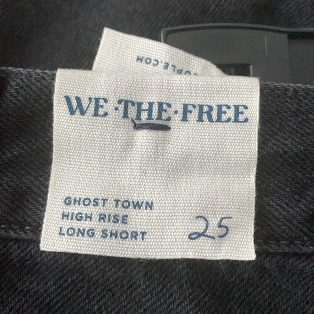 FREE PEOPLE Ghost Town Long Jean Shorts Black